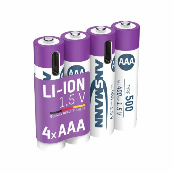 1x4 Ansmann Lithium Akku Micro AAA 400mAh + kabel 1311-0028