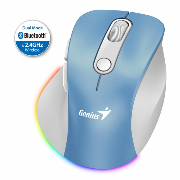 GENIUS Ergo 9000S Pro Light Blue/ duální Bluetooth + 2,4G...
