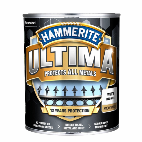 Barva na kov Hammerite Ultima Matt, 0,7 l, bílá