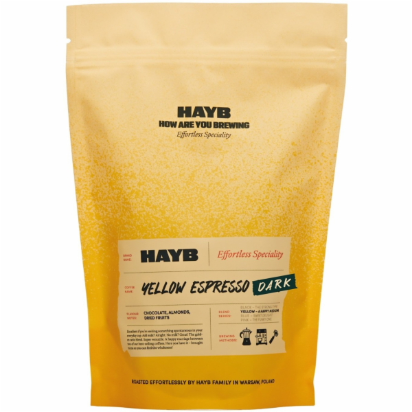 HAYB Kávová zrna HAYB - Žlutá směs espressa DARK 1kg