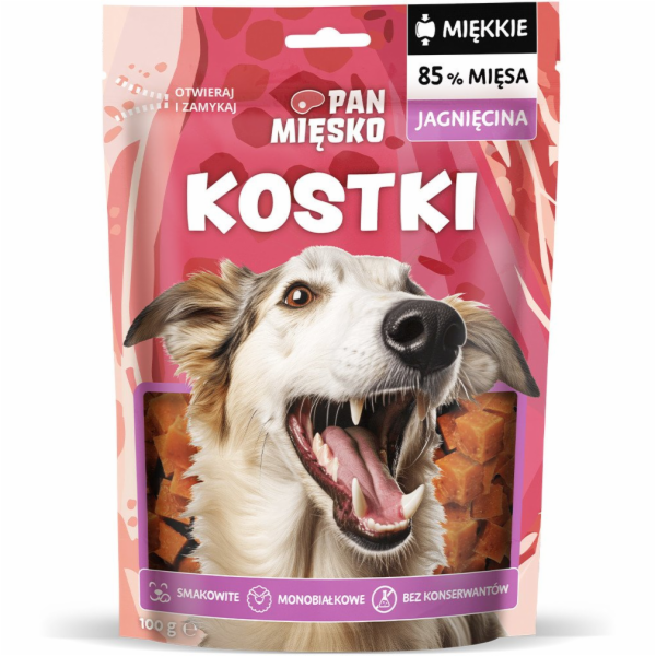 PAN MIĘSKO Squares Lamb Mono - pamlsek pro psa - 100g