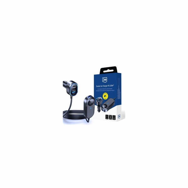 3MK Dvojitá autonabíječka 135W PD QC PPS USB 2A4C Černá/Šedá