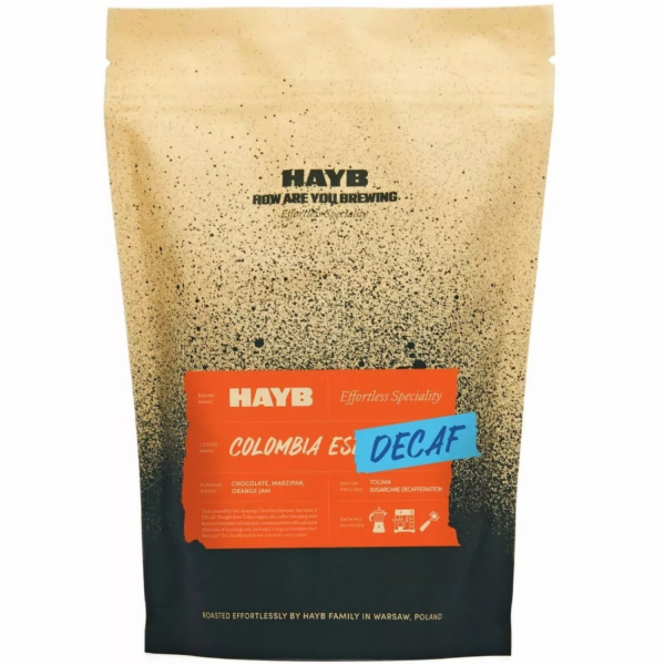 HAYB kávová zrna Colombia Espresso bez kofeinu 250g