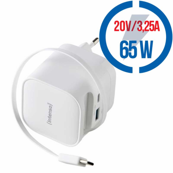 Intenso Power Adapt. W65ACIC 65W  2xUSB-C/USB-A ausziehb....