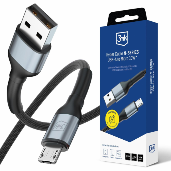 3mk Hyper Cable N-SERIES A to Micro 3m QC 3.0 5V/2A 10W B...