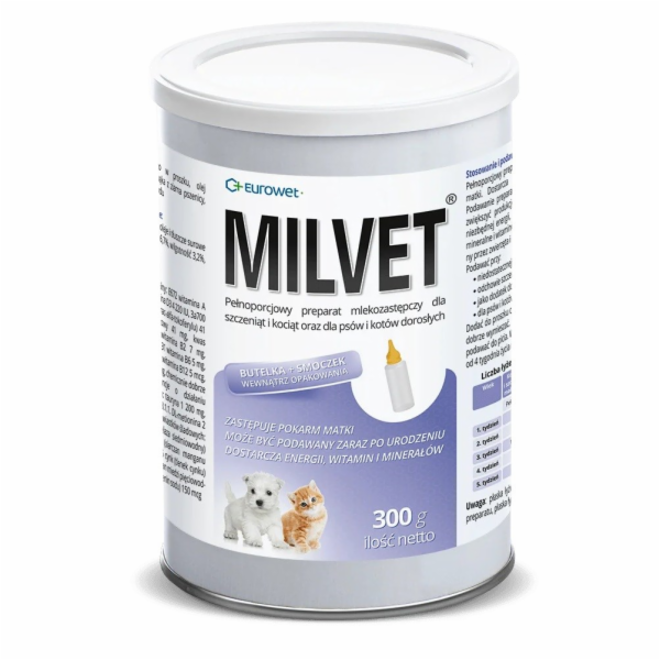 EUROWET Milvet - náhradní mléko pro psy a kočky - 300 g
