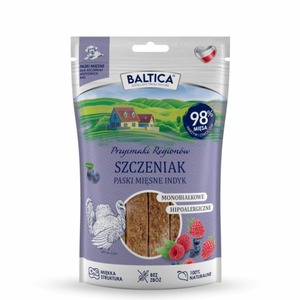 BALTICA Przysmaki Regionów Puppy Mono Masové pásky Krůta ...