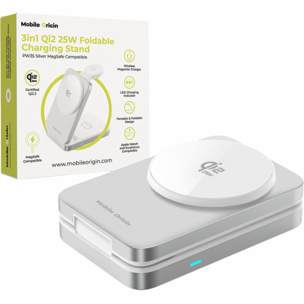 Skládací nabíjecí stojan Mobile Origin 3v1 Qi2 25W PW35, ...