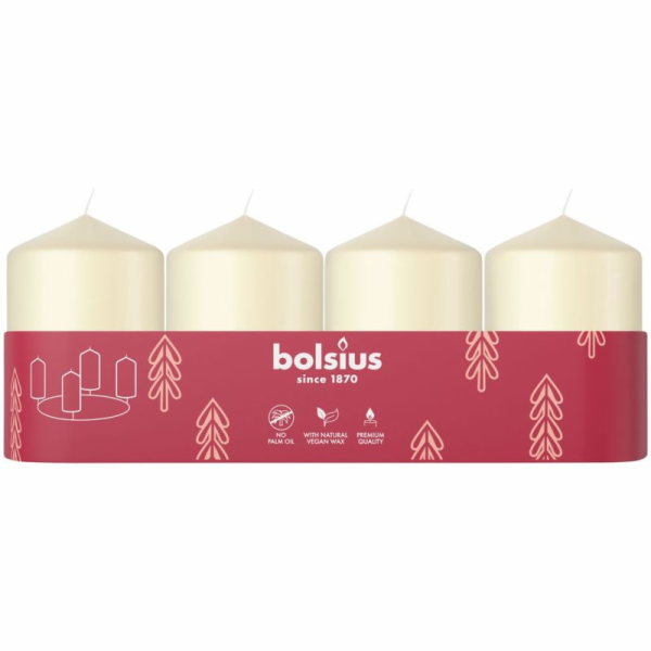 Svicky Bolsius Pillar Advent, kremove, 60x40 mm, bal. 4 ks