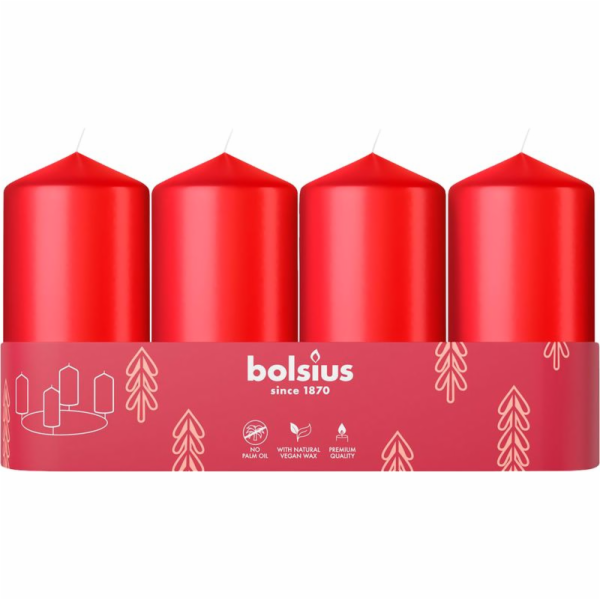 Sviečky Bolsius Pillar Advent, Vianoce, červené, 48/100 m...