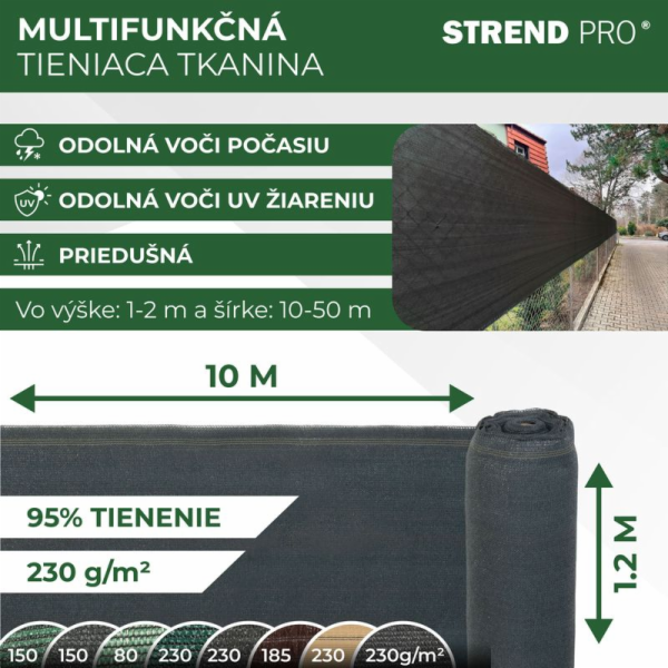 Tkanina tieniaca PRIVAT.NET 1,2x10 m, sieť, HDPE, UV, 230...