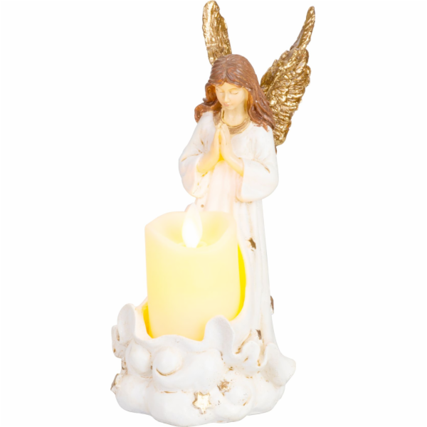 Dekorácia MagicHome, Anjel so sviečkou, LED, polyresin, n...