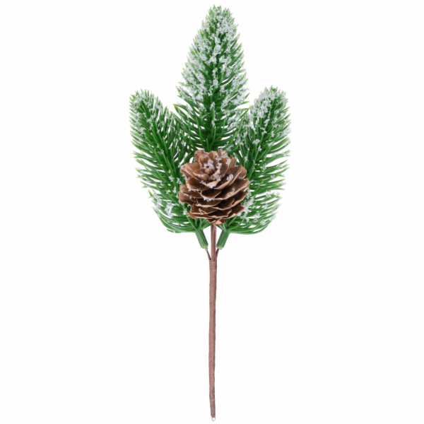 MagicHome Vánoční větvička, přírodní, zasněžená, 18 cm