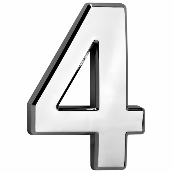 MagicHome "4" domovní číslo, s lepicí páskou, stříbrné, s...