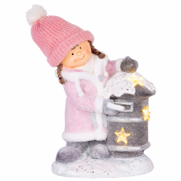 Dekorace MagicHome Vánoce, Holčička s krabičkou, 1 LED, 3...
