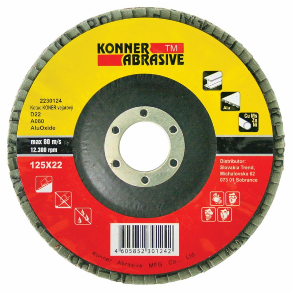 Kotouč KONNER D22 115x22 mm, A100, AluOxide, vějířový, la...