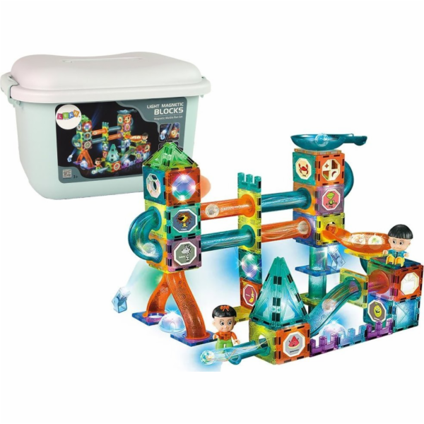LeanToys Svítící skluzavka na kuličky Magnetické bloky v ...
