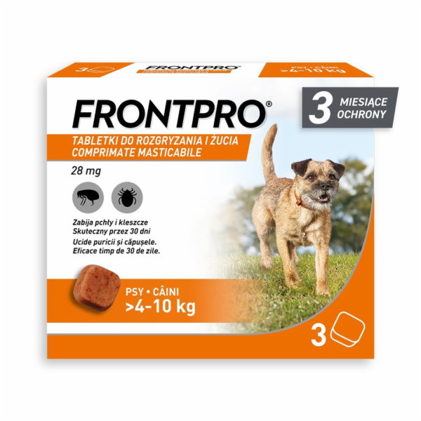 FRONTPRO Tablety proti blechám a klíšťatům pro psa (>4-10...