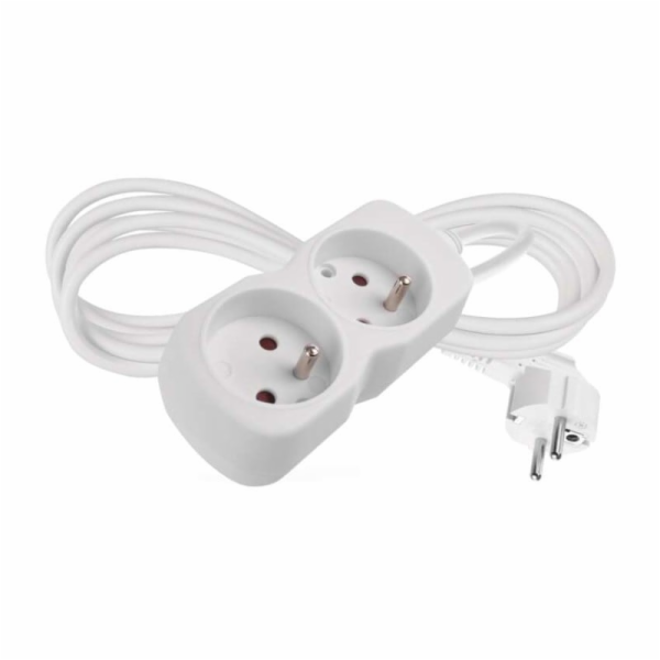 Emos prodlužovací kabel 2 m / 2 zásuvka / bílý / PVC / 1 mm2