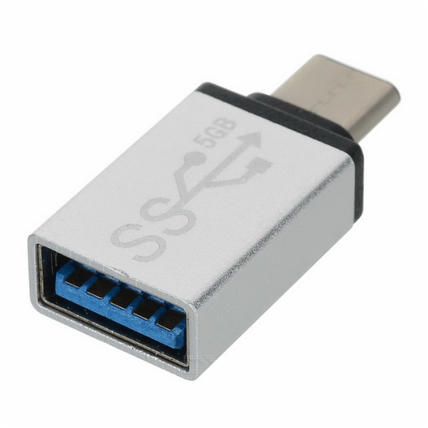 Redukce USB 3.1 konektor C/male - USB 3.0 A/female, stříb...