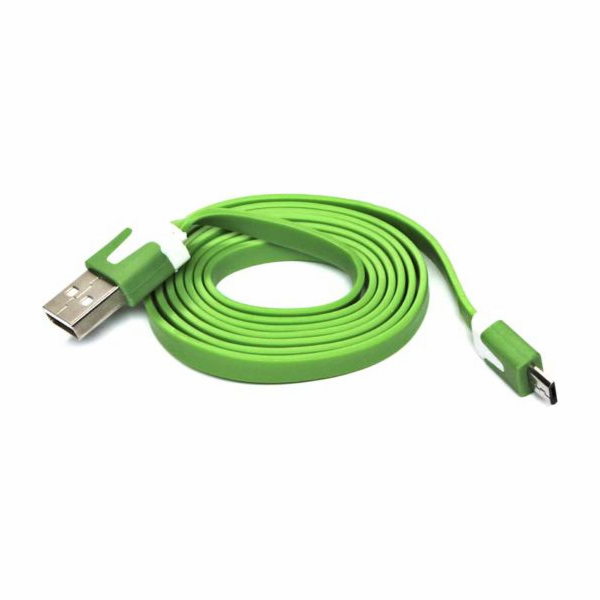 Neutrální USB-A - microUSB USB kabel 1 m Zelený