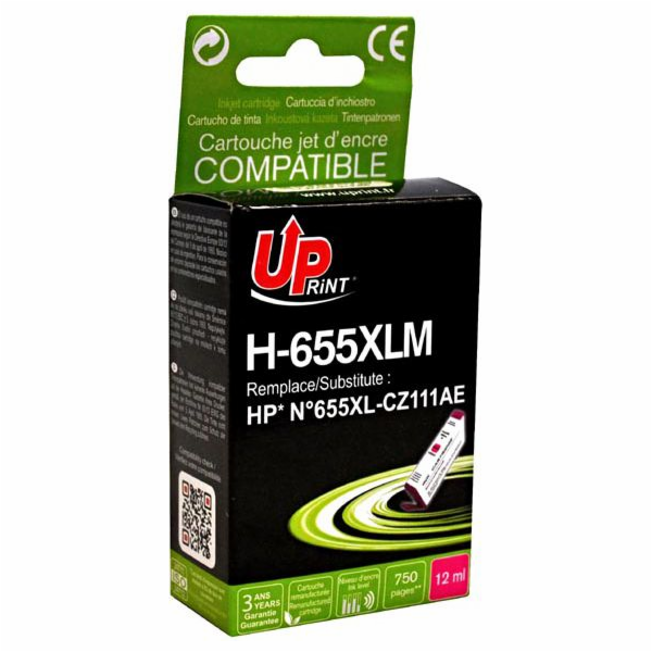 Inkoust UPrint H-655XLM / CZ111AE, č. 655 (purpurový)