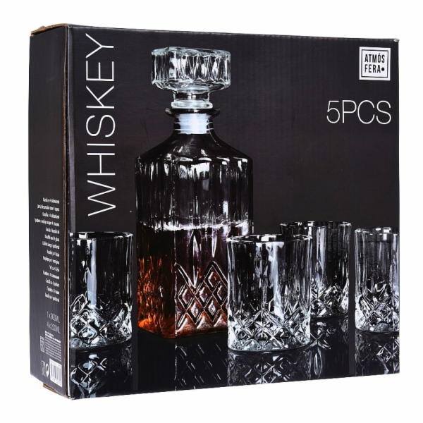 Whiskey set karafa + sklenice sada 5 ks křišťálové sklo, ...