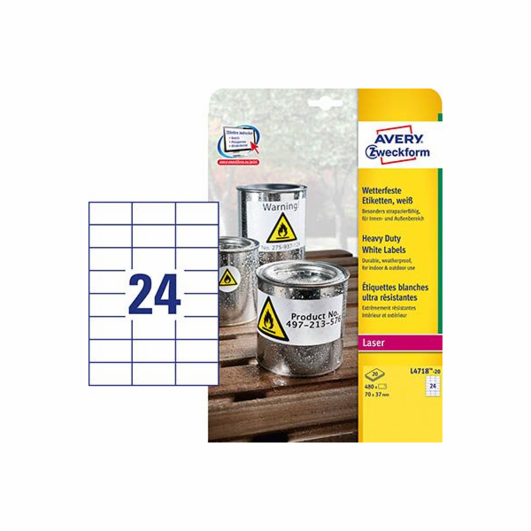 Avery Zweckform LABELS ZF L4718-20 HEAVY DUTY 70X37 MM, 2...