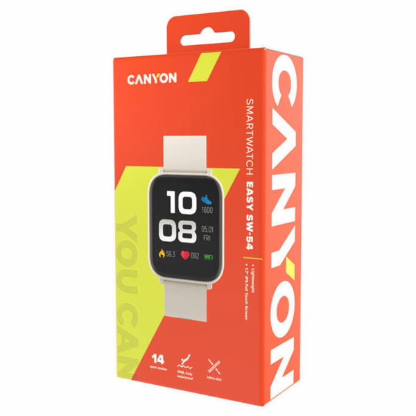 CANYON smart hodinky EASY SW-54, 1,7" IPS displej, 14 spo...