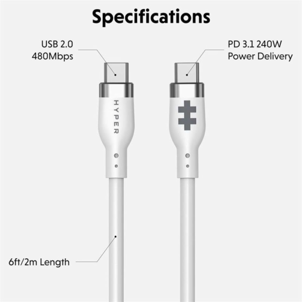 Hyper kábel HyperJuice 240W Silicone USB-C to USB-C Cable...