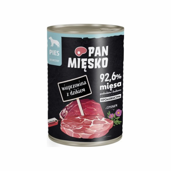 PAN MIĘSKO Vepřové s divočákem – vlhké krmivo pro psy – 400g