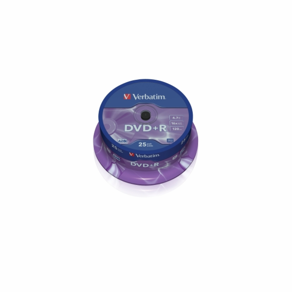 VERBATIM DVD+R(25-Pack)Spindl/MattSlvr/16x/4.7GB