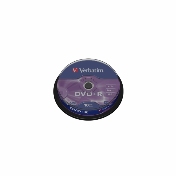 VERBATIM DVD+R(10-Pack)Spindl/MattSlvr/16x/4.7GB