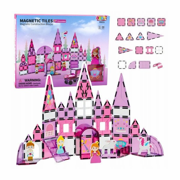 LeanToys Magnetické růžové kostky 58 ks
