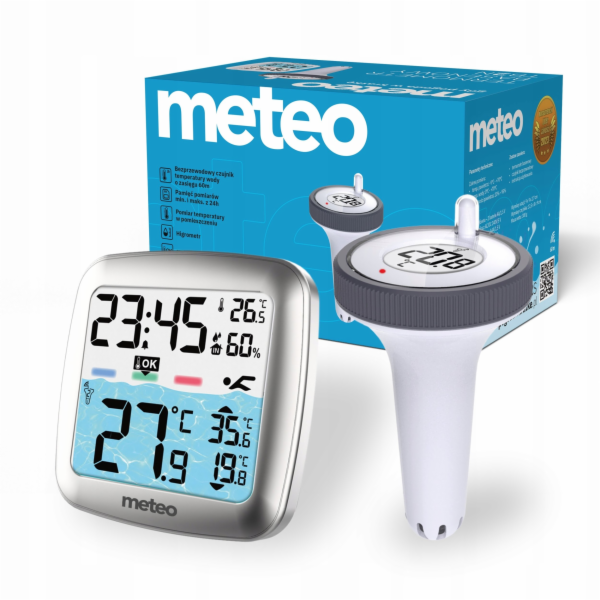 Meteo Bezdrátový bazénový teploměr Meteo LCD s vodním sen...