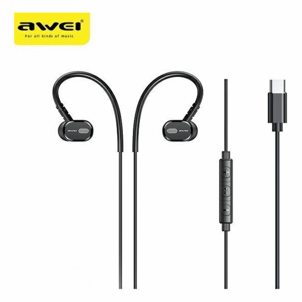 Awei Stereofonní sluchátka TC-6 USB-C černá/černá