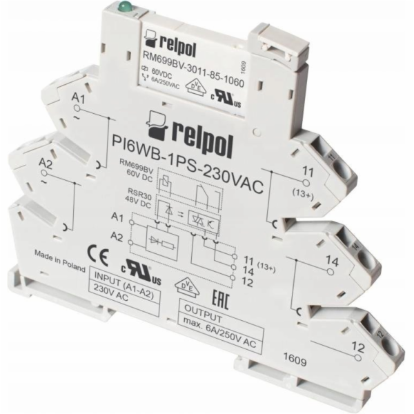 Relpol Relé rozhraní 1P 6A 230V AC/DC PIR6WB-1PS-230VAC/D...