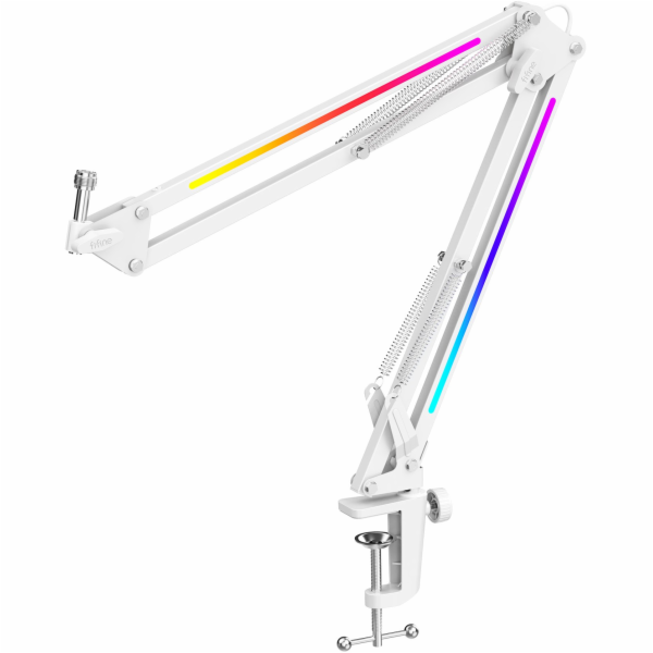 Fifine BM38W rovný stolní mikrofonní stojan, bílý, RGB