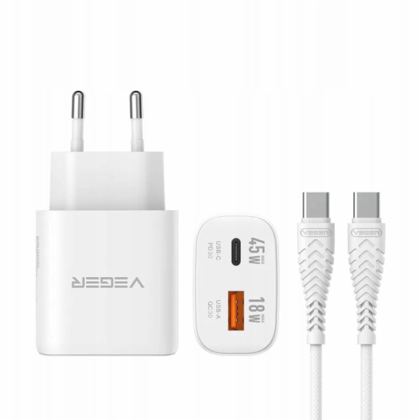 Veger Nabíječka Síťová nabíječka pro telefon USB A + Type...