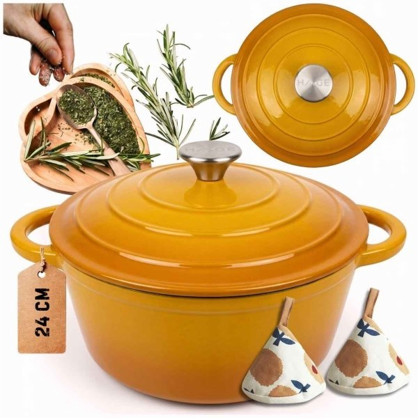 Atusa Litinový hrnec HAGE smaltovaný 24 cm 4 l, hořčice [...