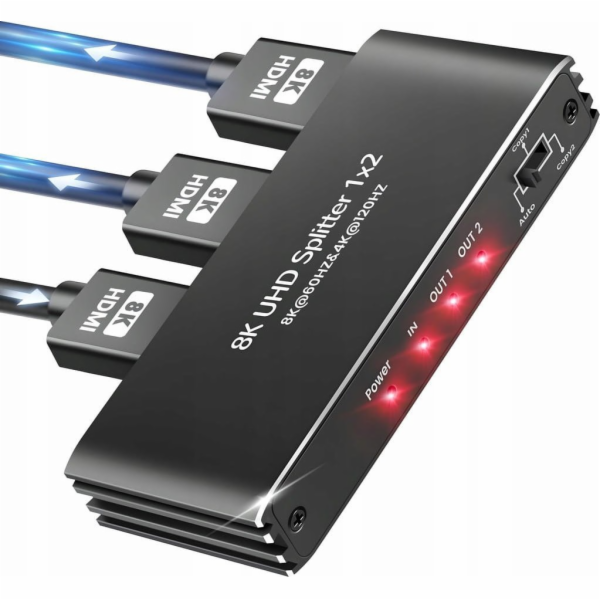 Pawonik ROZDĚLOVAČ HDMI 2.1 1x2 ROZDĚLOVAČ ULTRAHD HDCP 2...