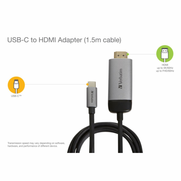 Verbatim USB-C HDMI 4k Adapter USB 3.1 GEN 1 150 cm kabel
