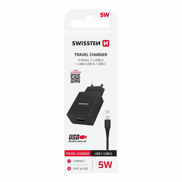 Swissten Síťový Adaptér Smart Ic 1X Usb 1A Power + Datový...