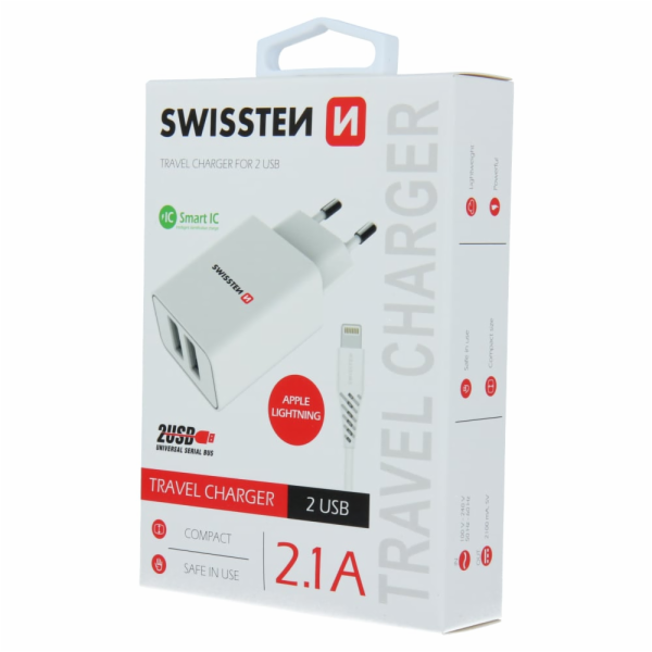 Swissten Síťový Adaptér Smart Ic 2X Usb 2,1A Power + Dato...
