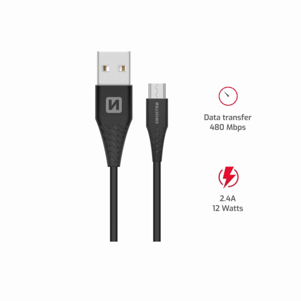Swissten Datový Kabel Usb / Micro Usb 1,5 M Černý (6,5Mm)