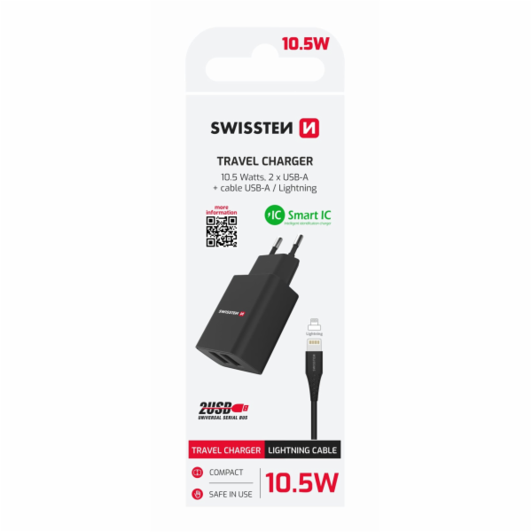 Swissten Síťový Adaptér Smart Ic 2X Usb 2,1A Power + Dato...
