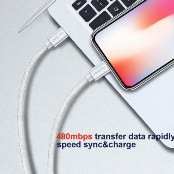 Swissten datový kabel USB-C / USB-C s textilním opletem, ...