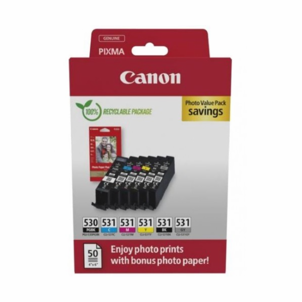 Canon PGI530/CLI 531 PGBK/C/M/Y/BK/GY PHOTO VALUE
