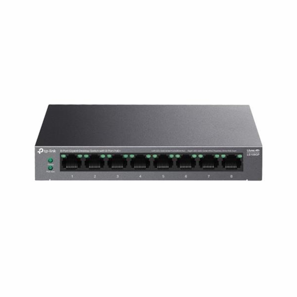 Switch TP-Link LS108GP 8x GLan s PoE+, 62W, kov