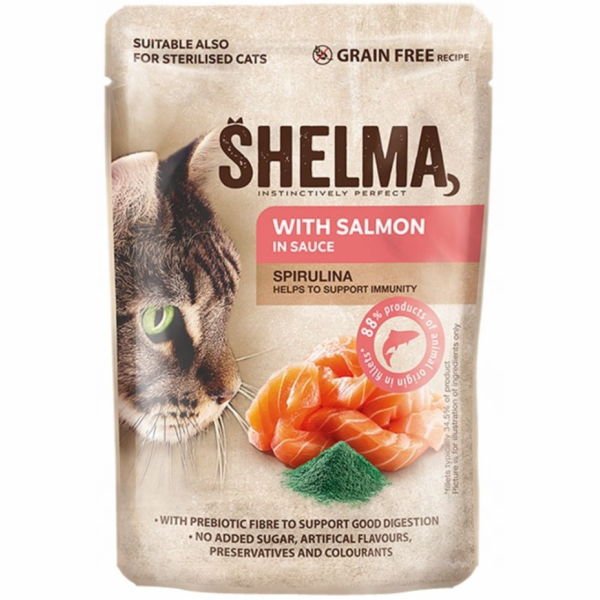 SHELMA with salmon in sauce - mokré krmivo pro kočky - 85g